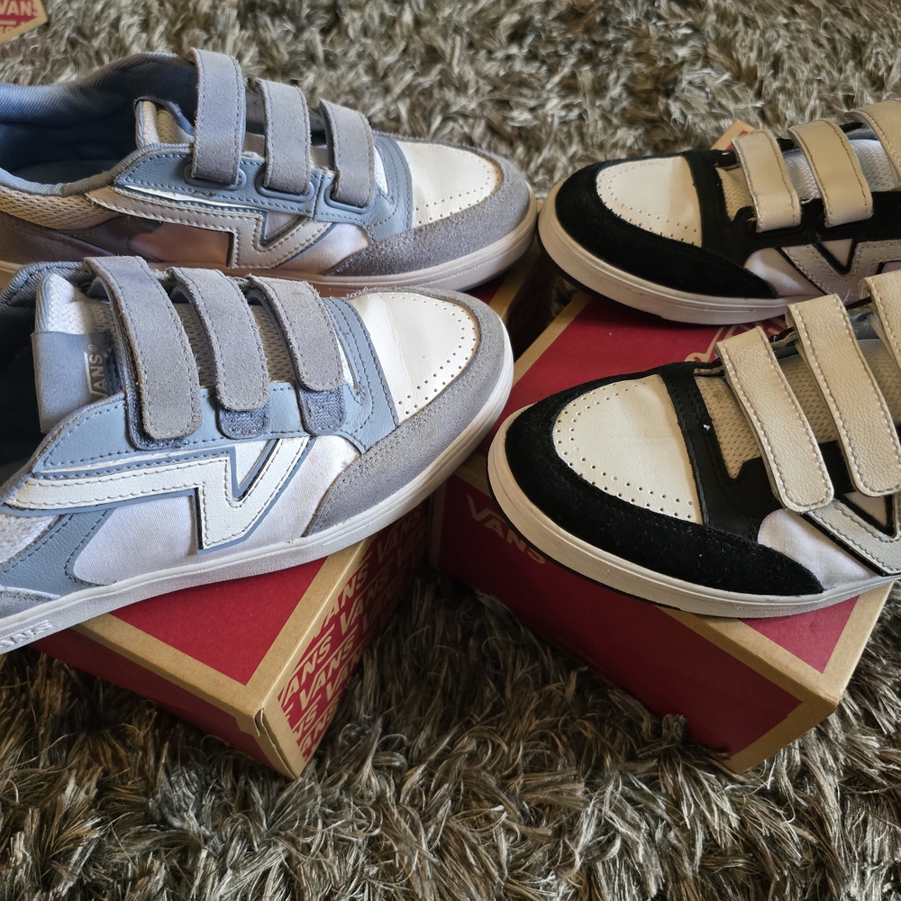 Vans Blue and Black Velcro Sneakers Casual Style